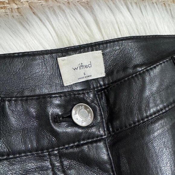 Aritzia Wilfred Melina Cropped Pant Black Vegan Faux Leather SMALL $148 - Picture 3 of 7